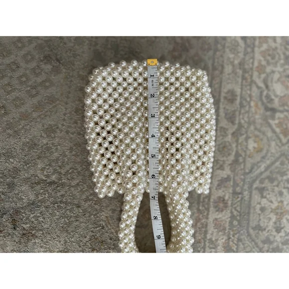 Women's Unbranded White Pearl Beaded Mini Bag One Size - Picture 4 of 5